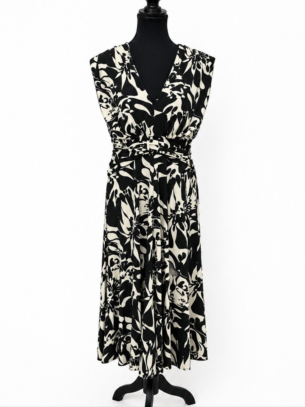 Anne Klein Black & Cream Floral Dress